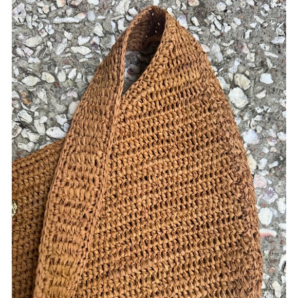 Helen Kaminski Australia Raffia Crochet Shoulder Bag Tan Brown Leather Strap - Picture 7 of 13